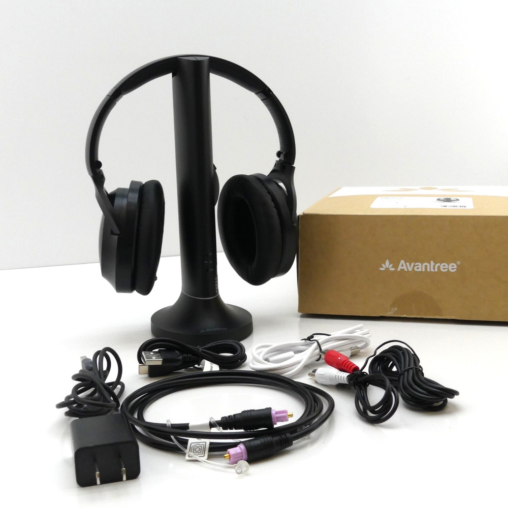 Avantree Opera Black Wireless TV Headphones w/ Charging Dock Bluetooth Set